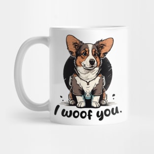 Cute Puppy with "I WOOF YOU" Mug